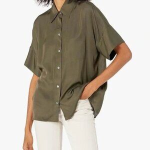 Vince silk/rayon blend button up short sleeve shirt